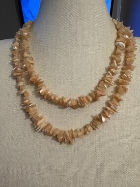 Vintage 40" Mother of Pearl Chip Necklace Single Strand